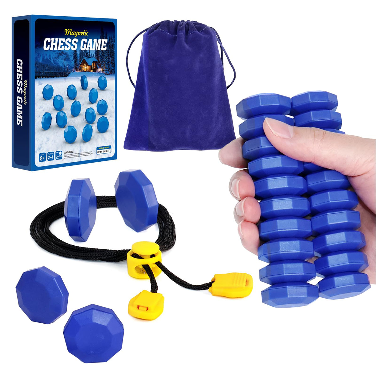 LITTLE YIFINI magnetic chess game stones for portable travel play and quick battles