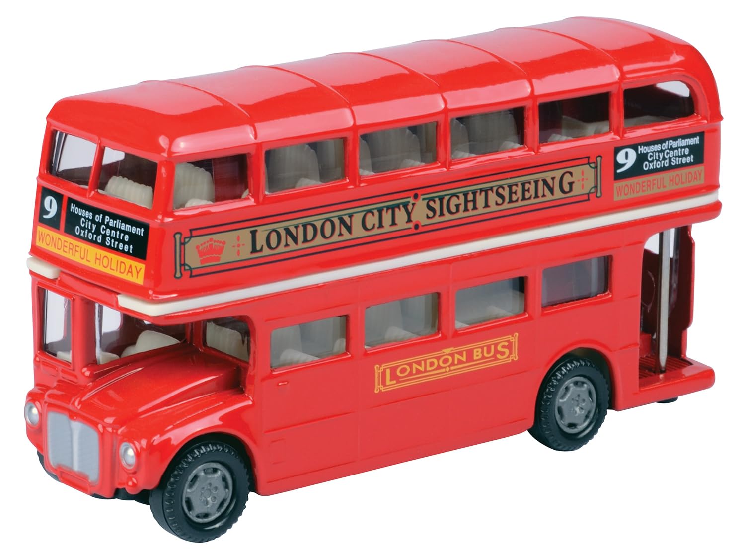 LittleBabyBum London Bus Routemaster diecast front view for display-ready authenticity