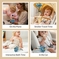 Little Rawr travel-friendly toy blue fits in bags for car trips and plane journeys.