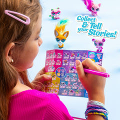 Littlest Pet Shop accessories and collector cards spread out to organize play and trading