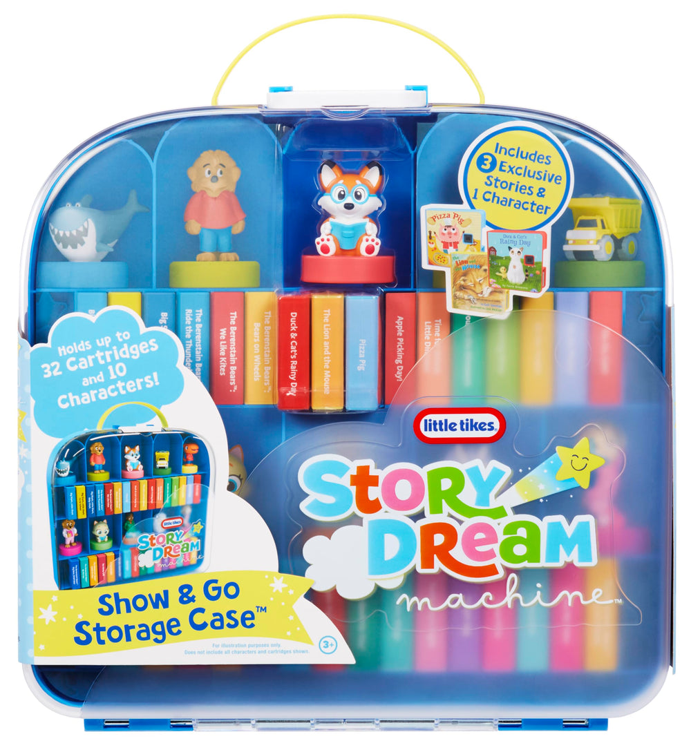 Little Tikes Story Dream Machine storage case keeps characters and cartridges organized for easy travel