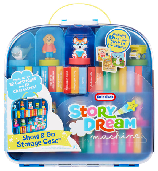 Little Tikes Story Dream Machine storage case keeps characters and cartridges organized for easy travel