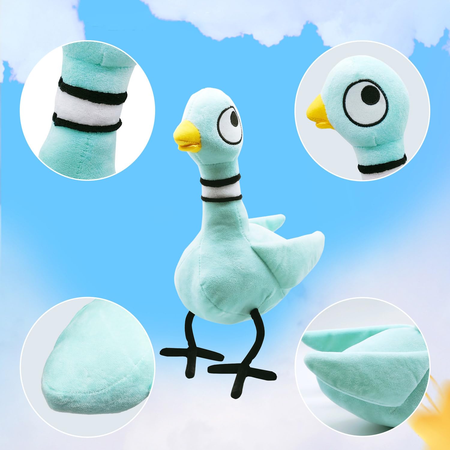 Liulianmifemu pigeon plush eyes closeup; expressive details spark imaginative play.