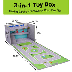 Livememory Toy Car Garage Box travel handles enable easy on-the-go play.