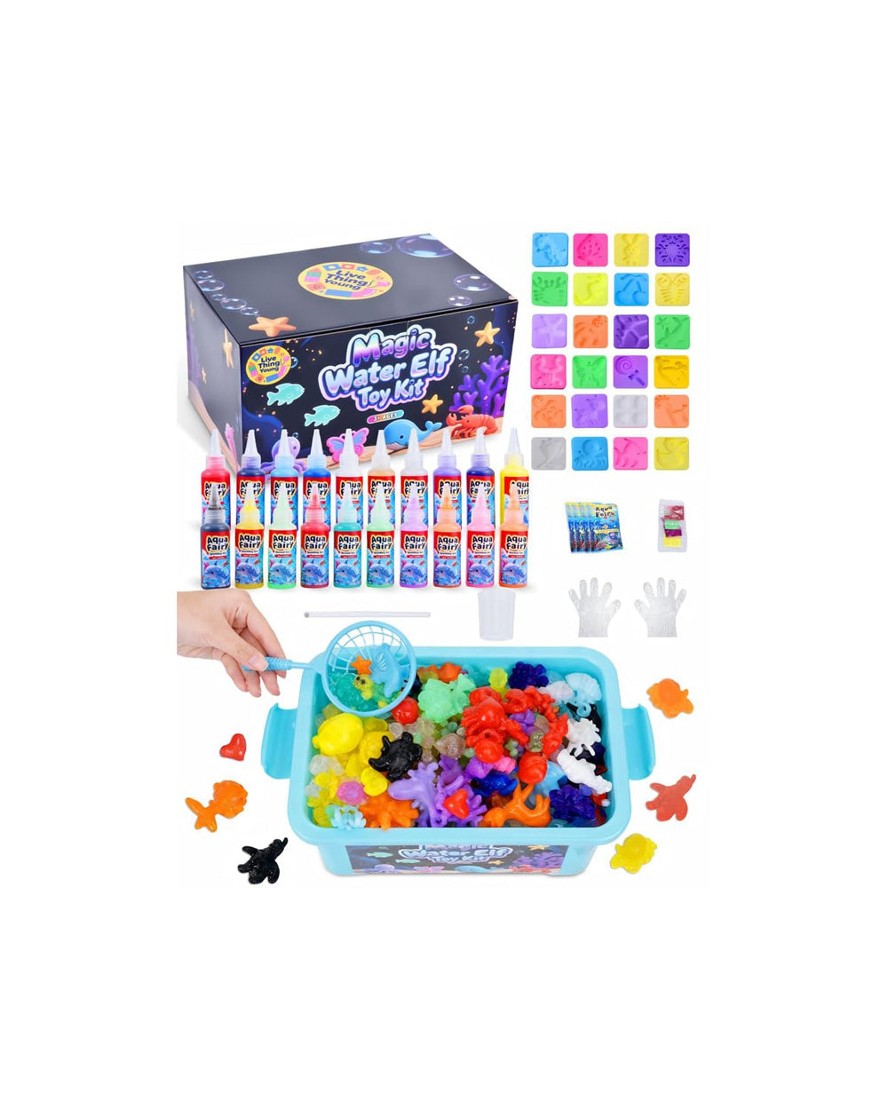 LiveThingYoung Magic Water Elf Pets gels in bright colors for hands-on learning.