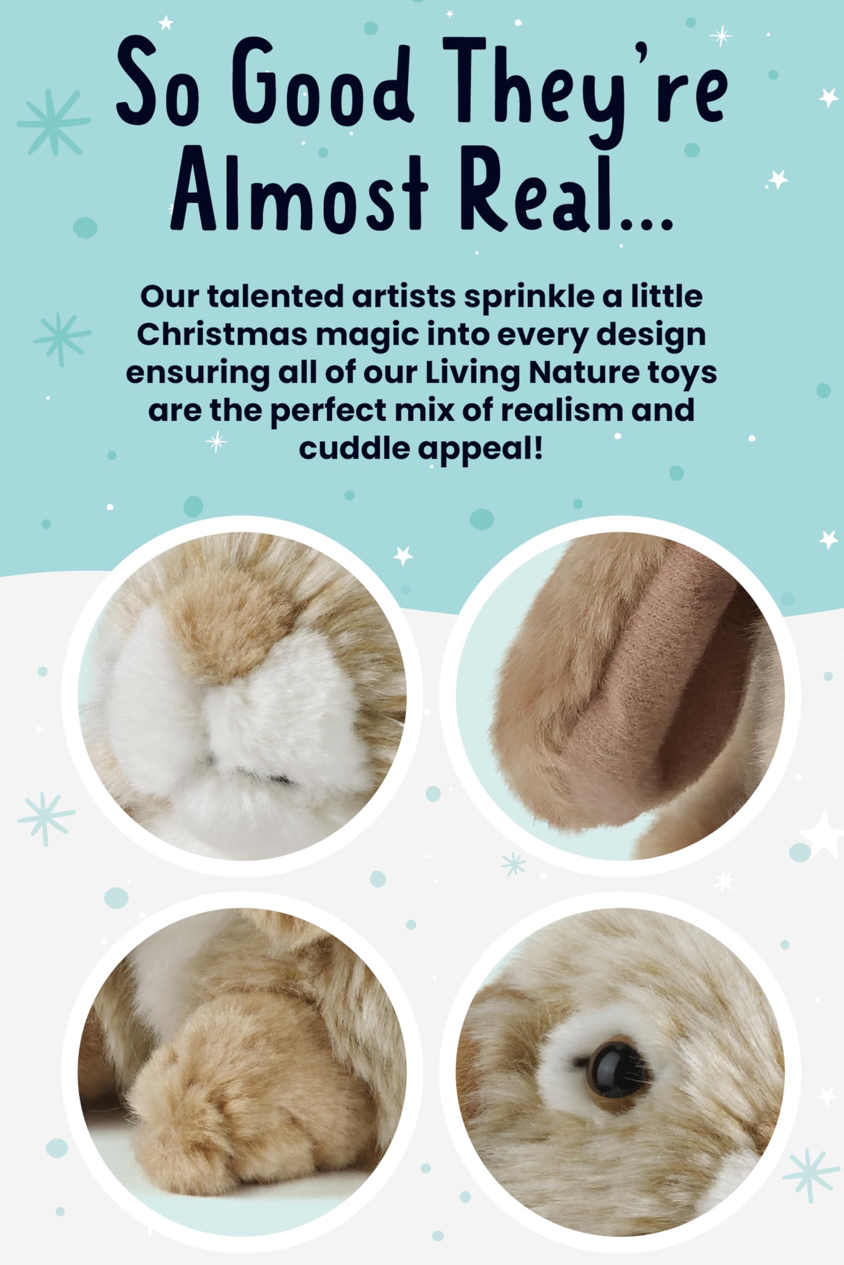 Living Nature detailed rabbit plush with two-tone fur and shaded eyes.
