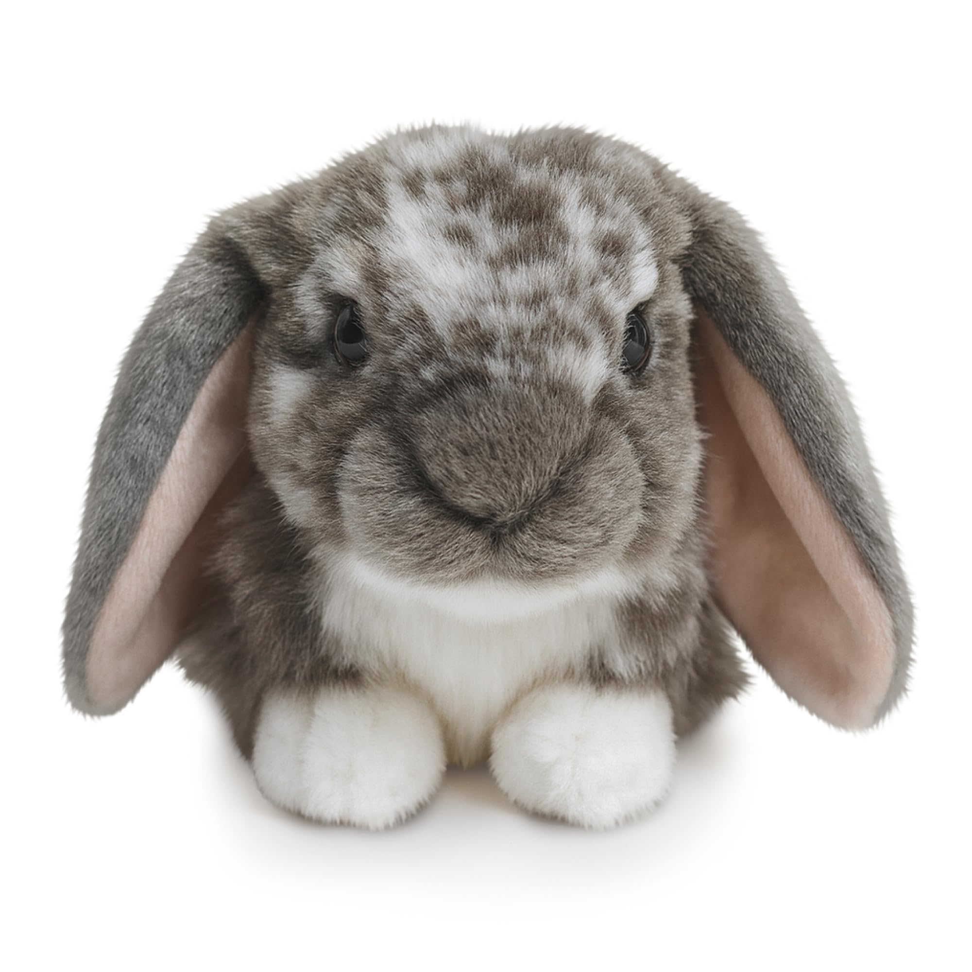 Living Nature grey Dutch Lop Eared Rabbit plush side view highlighting soft fur