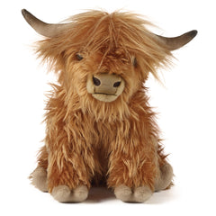 Living Nature Highland Cow brown plush with soft coat for comforting play.