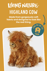 Living Nature Highland Cow shaggy fur close-up highlights realistic detailing.