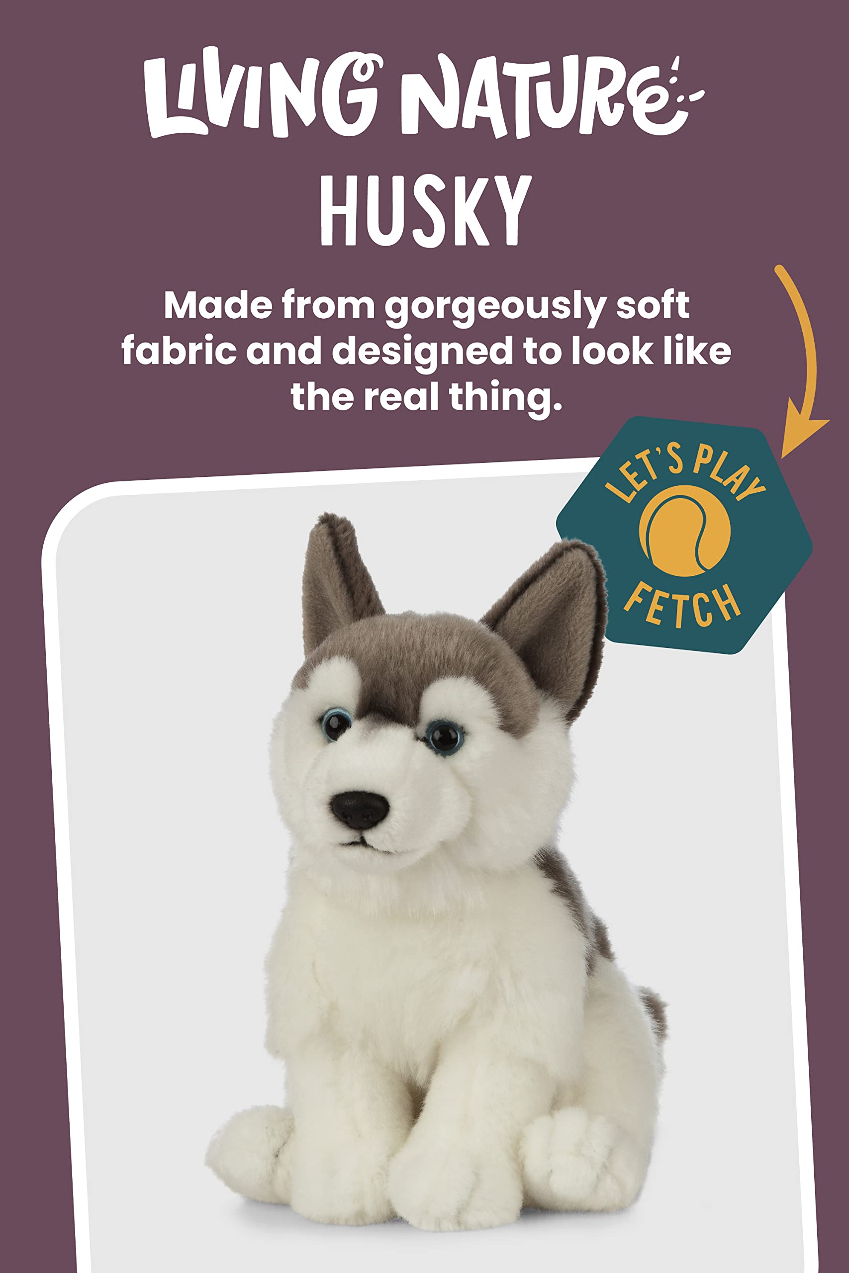 Living Nature Husky blue eyes detail capture charming, lifelike appeal for kids.