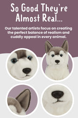Living Nature Husky fur pattern highlights grey and white design for realistic toy.