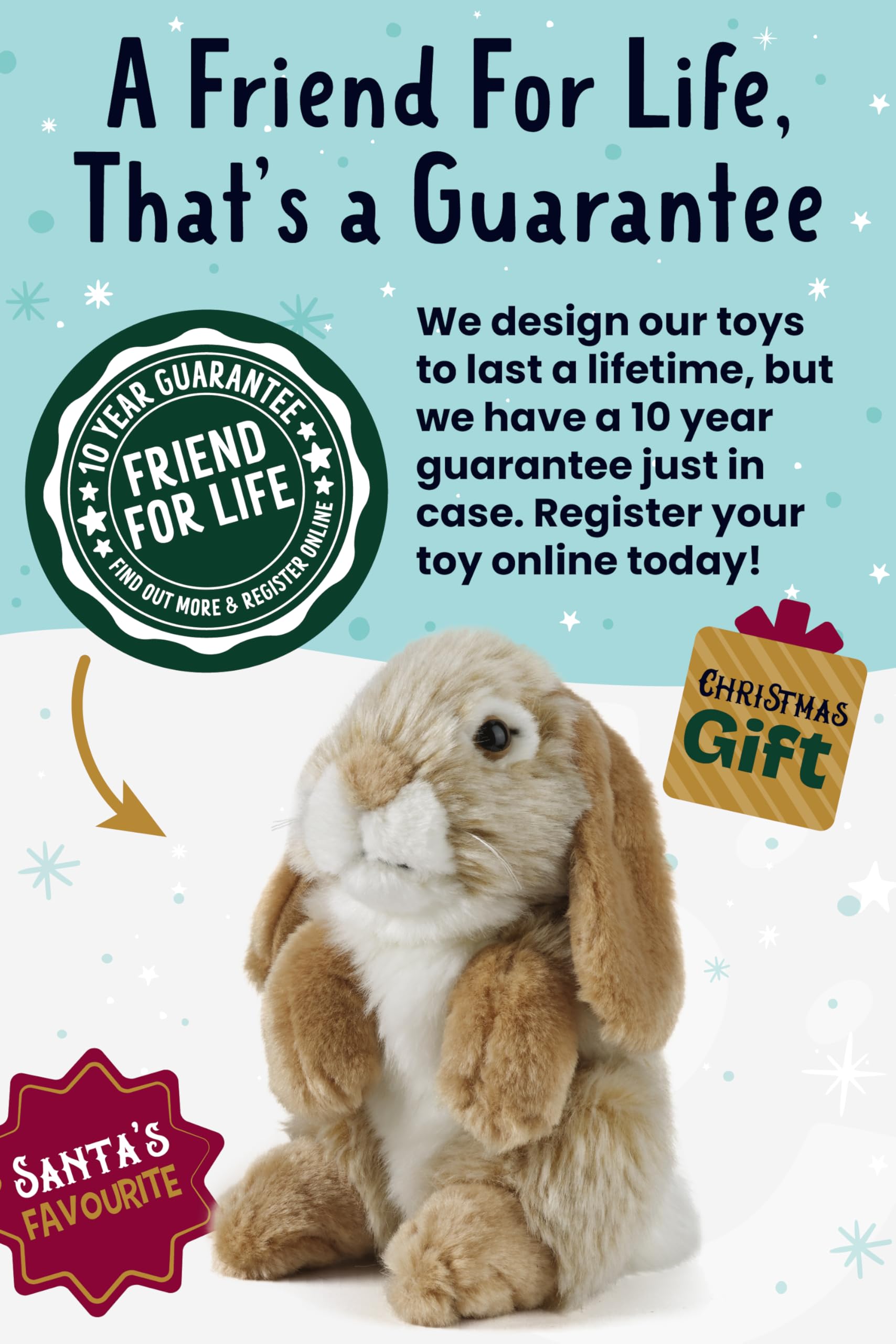 Living Nature brown rabbit plush with cute twitchy nose for realism.
