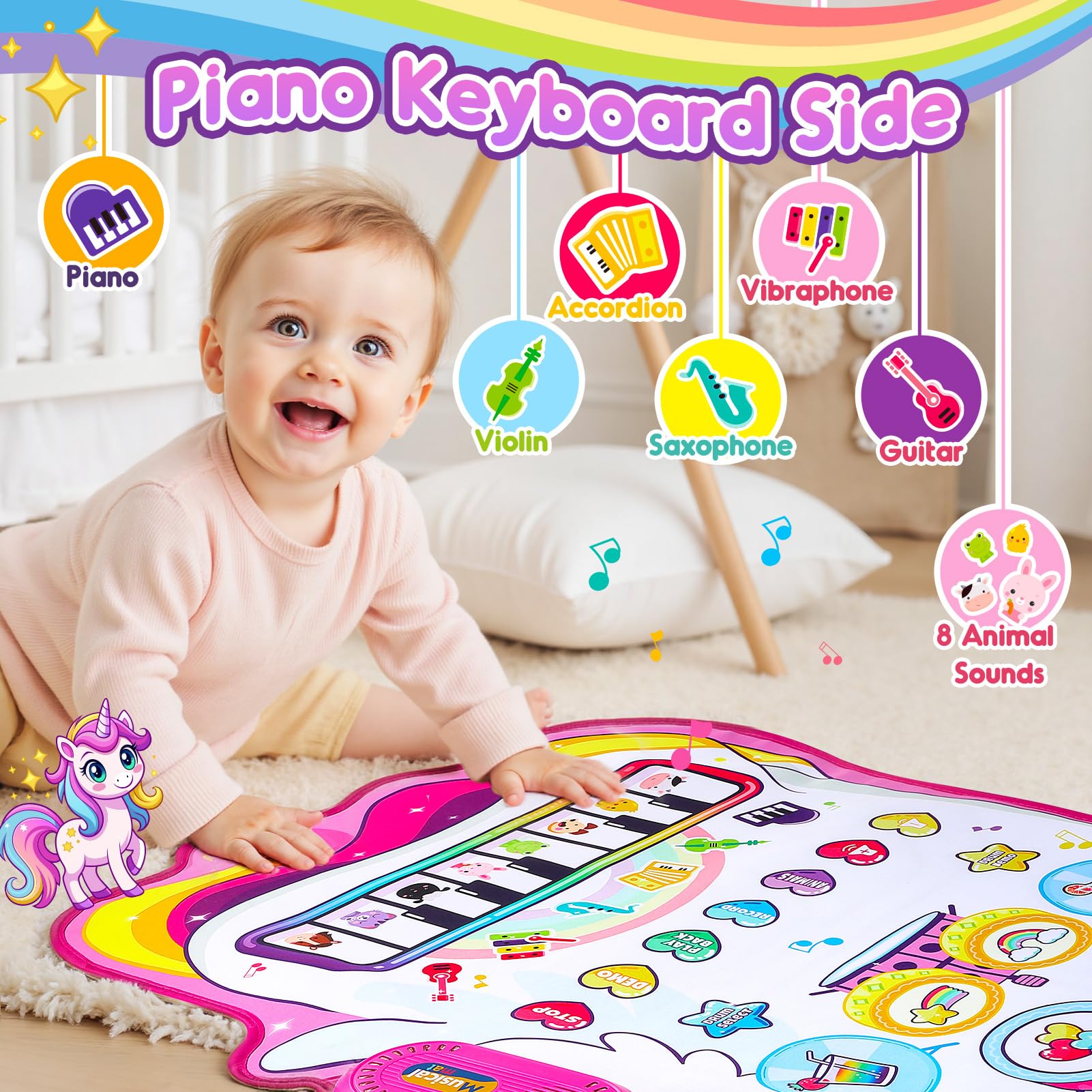 LIWIN LET'S GO unicorn musical mat anti-slip base for safe dancing