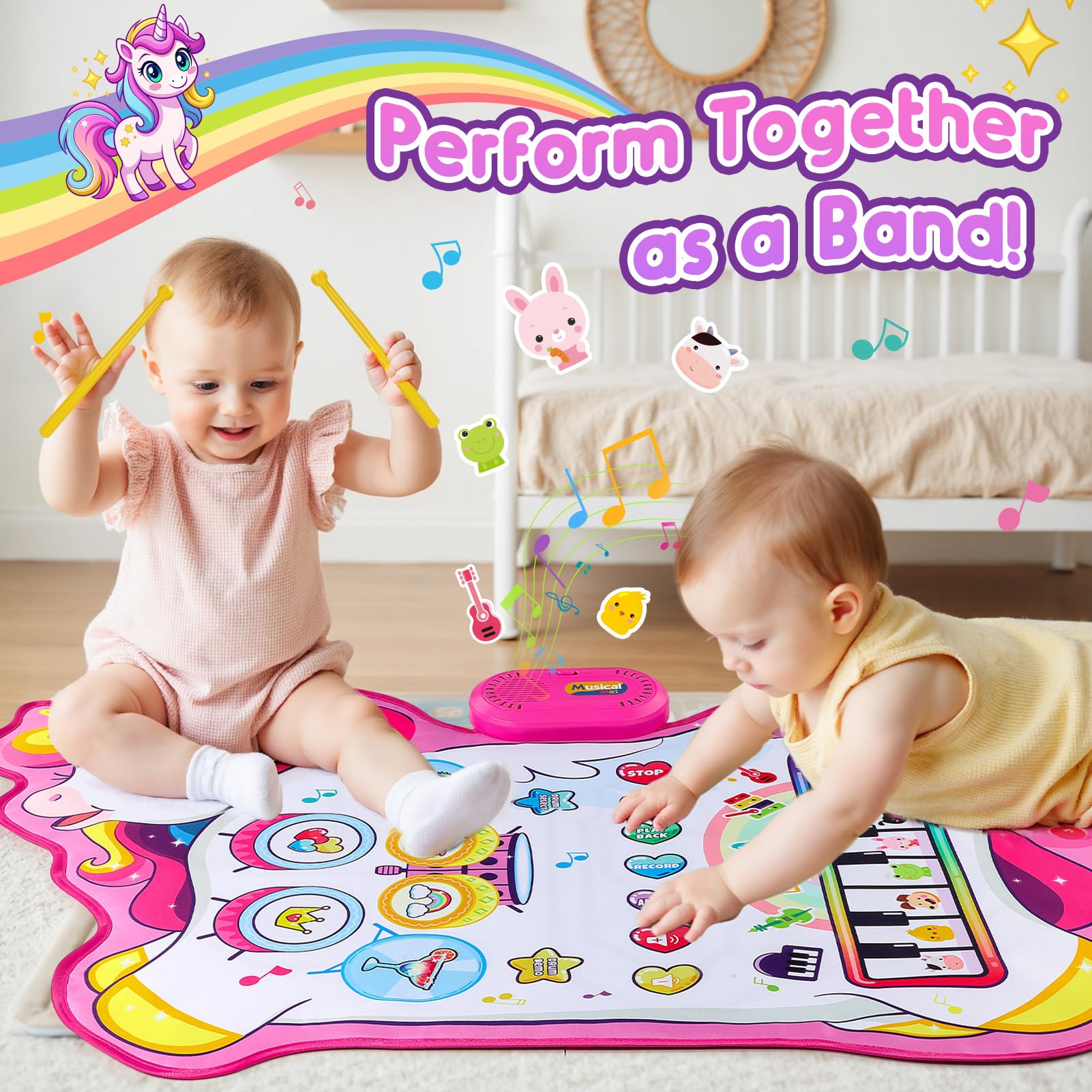 LIWIN LET'S GO unicorn musical mat made with non-toxic materials for safe play