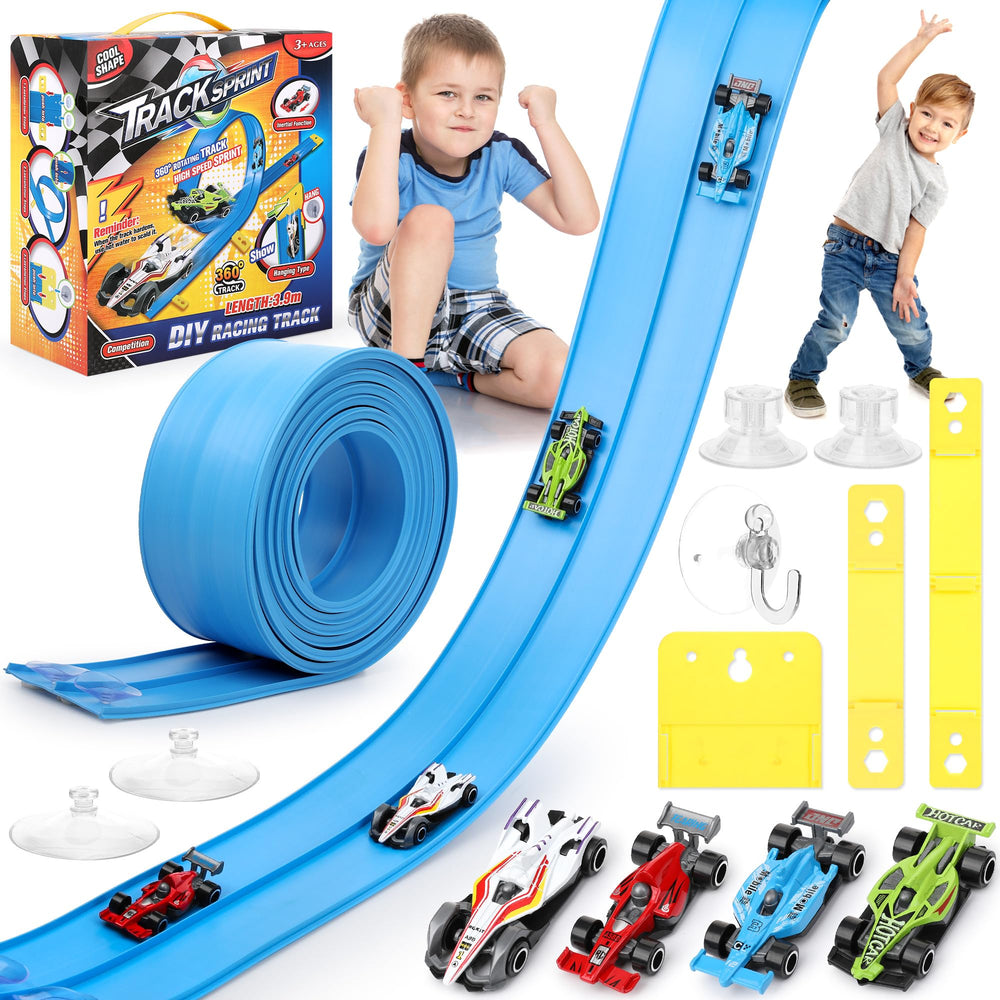 Liyauui flexible race track, 15ft rolled for easy storage and portability.