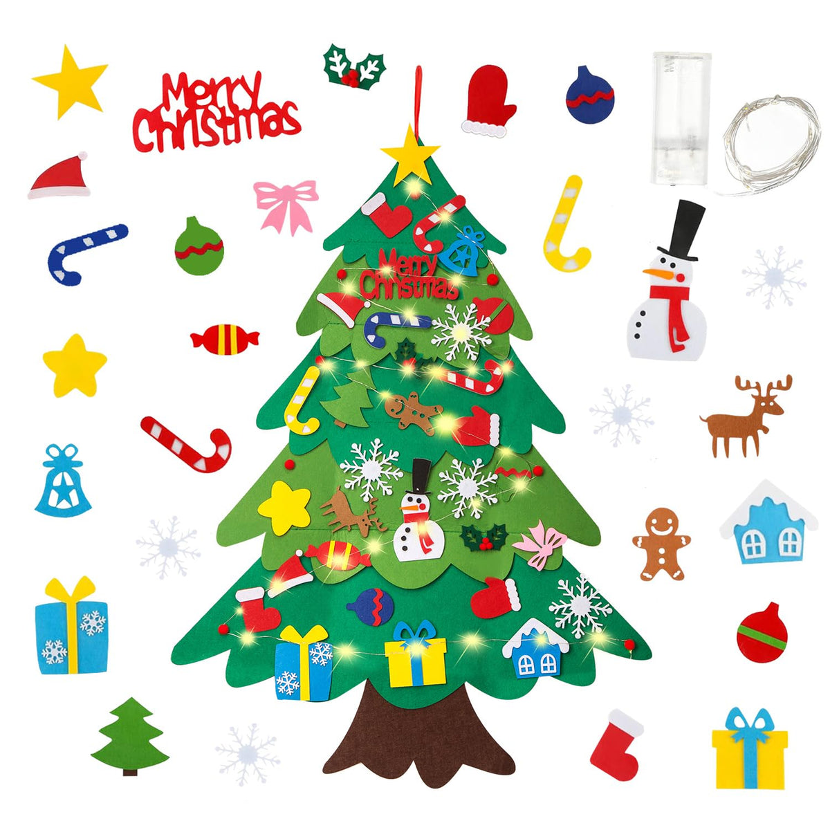 LIYROIUB DIY felt Christmas tree on wall with detachable ornaments