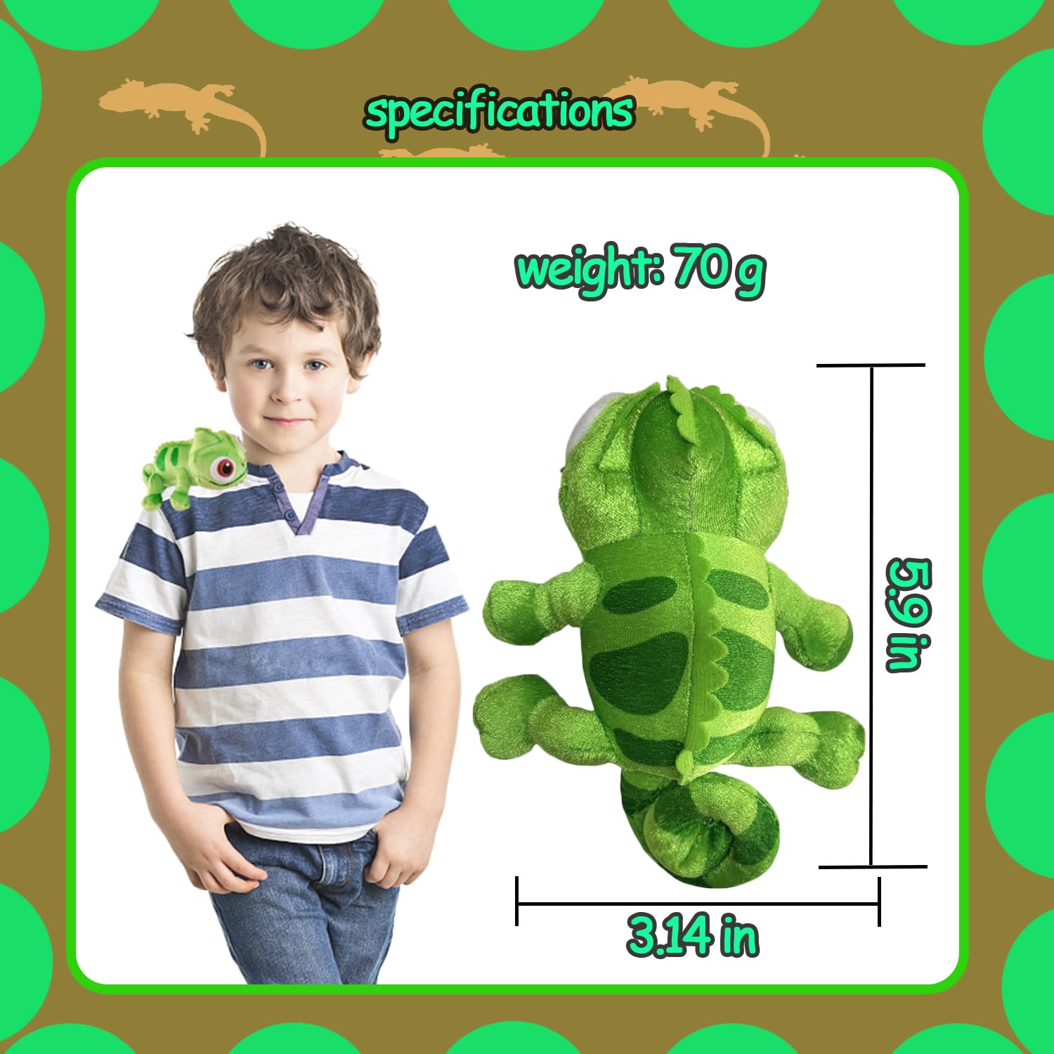 Lizard Plush with 3D eye detail for lifelike charm.