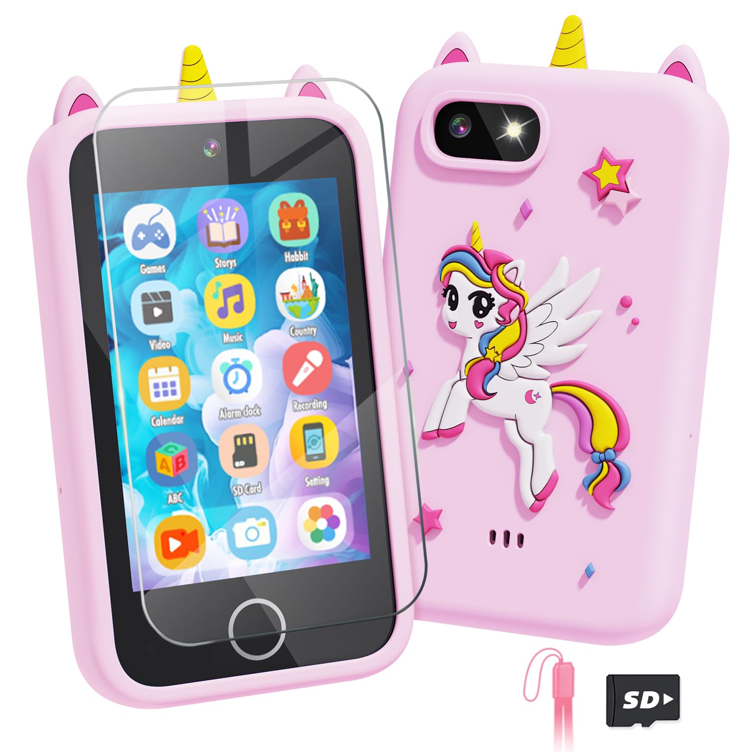 Lizzbey Kids Smart Phone with unicorn case for playful protection during playtime.
