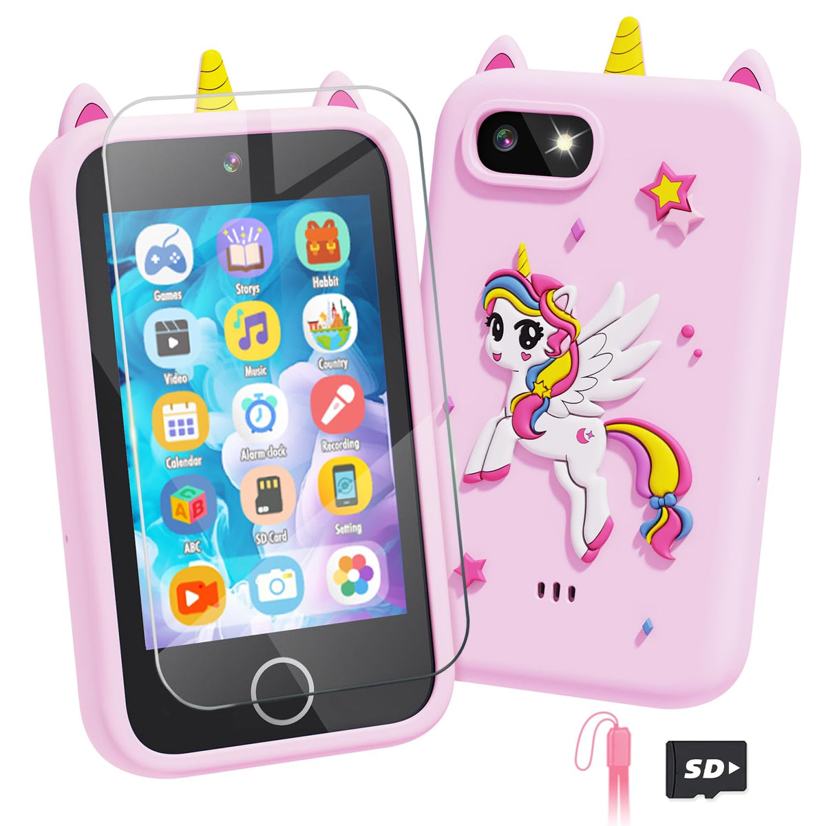 Lizzbey Kids Smart Phone with unicorn case for playful protection during playtime.