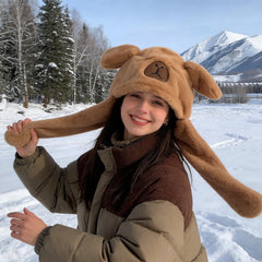 LJJINGXS Capybara hat moving ears in action for interactive fun.