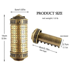 Arrows align to reveal a smooth mechanism in the LJOYKID cryptex bronze puzzle box