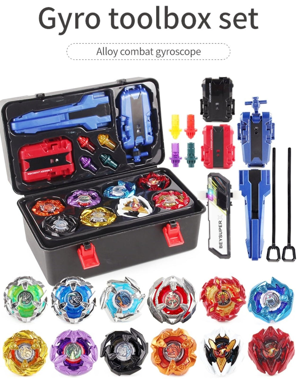 LJXTTDZS twelve-spinning-tops gyros ready for competitive play and friendly battles.