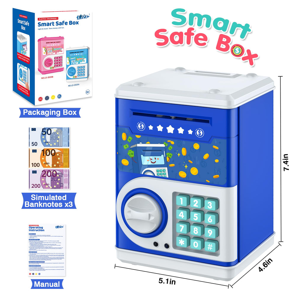 Included trial banknotes and animal alphabet stickers with LJZJ piggy bank