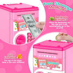 LJZJ piggy bank made of ABS plastic; durable and safe for kids.