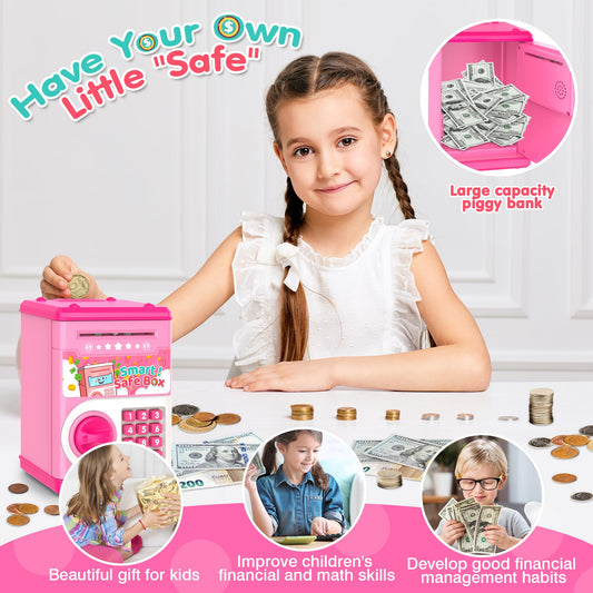 LJZJ piggy bank coin slot with auto grab simplifies saving for kids.