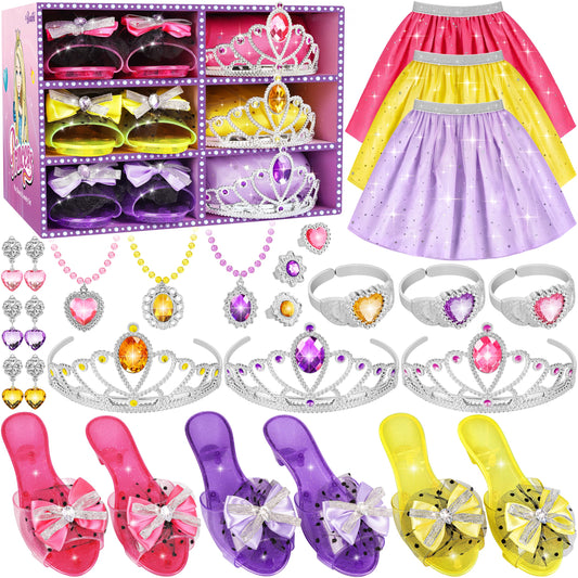 LJZJ Princess dress set with skirts, shoes and crowns for imaginative play