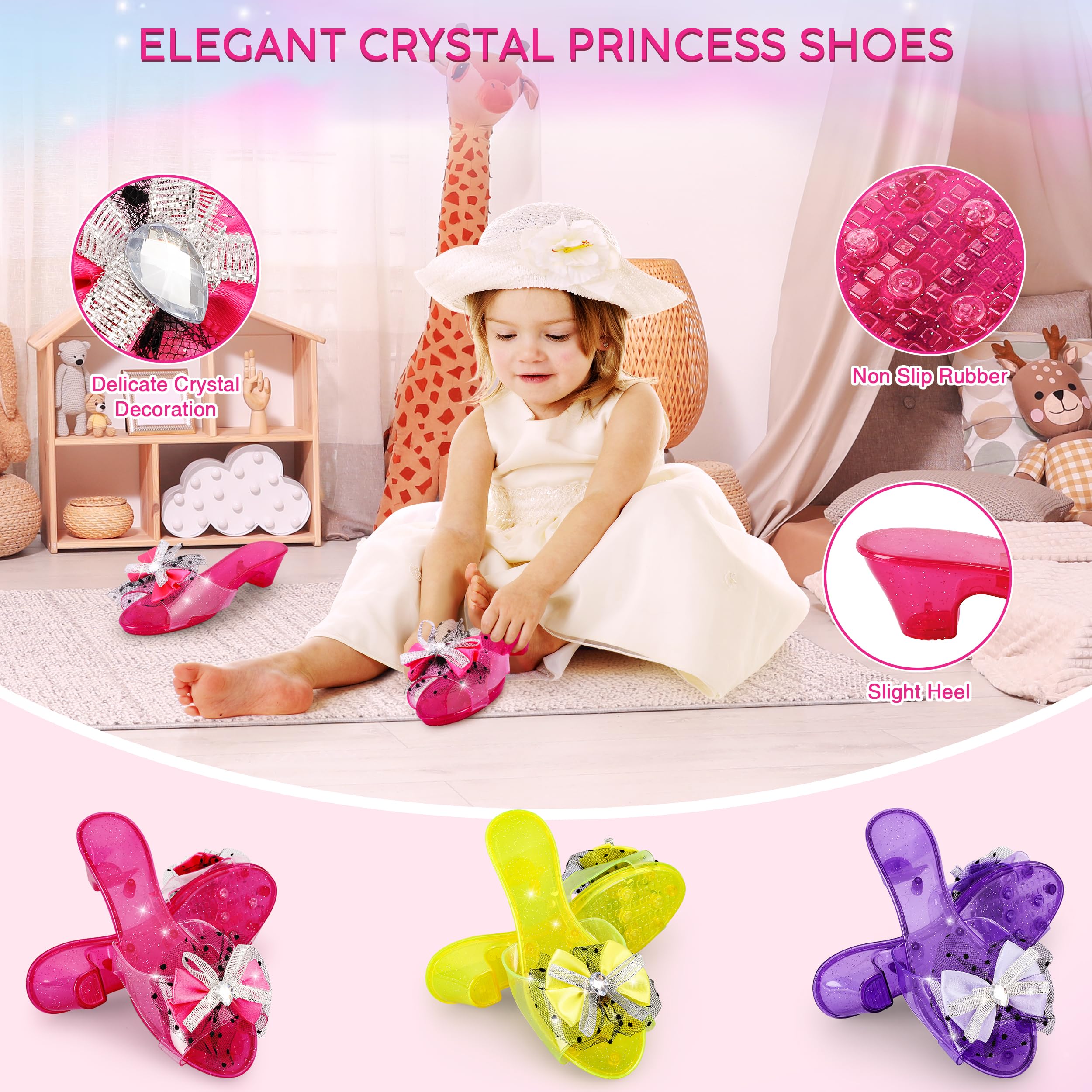 LJZJ Princess shoes with non-slip silicone for safe steps