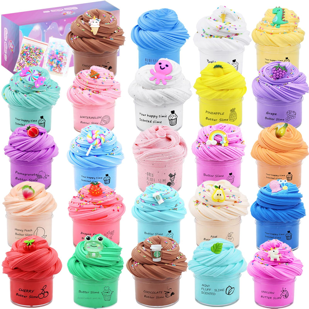 LKAXYTP butter slime kit pack with 24 colors for creative play and party favors.