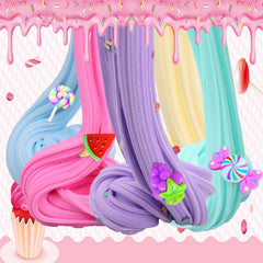 LKAXYTP butter slime kit on a table as party favors for guests.