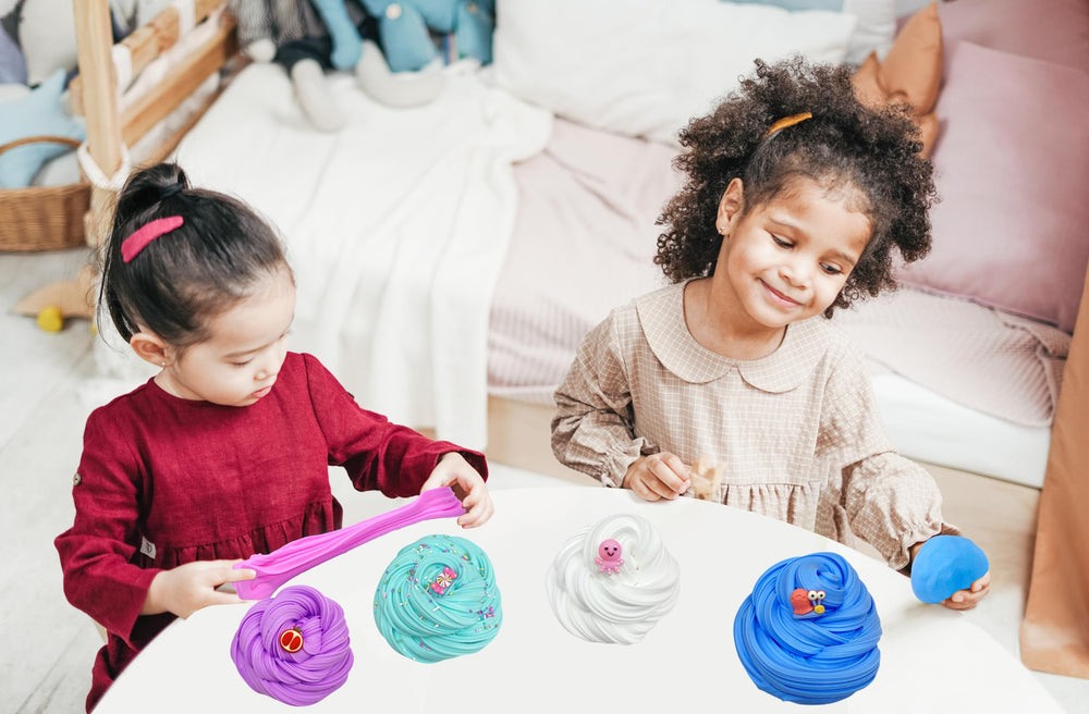 Close-up of LKAXYTP butter slime kit texture showing soft, non-sticky feel for kids.
