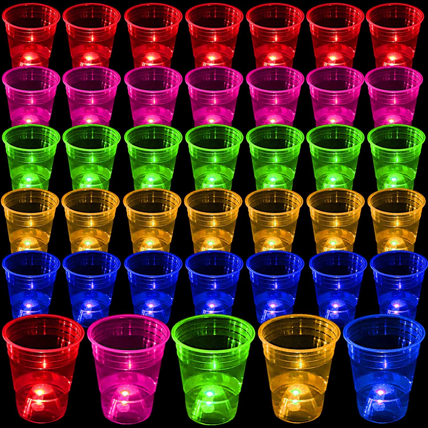 LLKMDSS glowing party cups 40-pack with bright LED lights for festive gatherings.