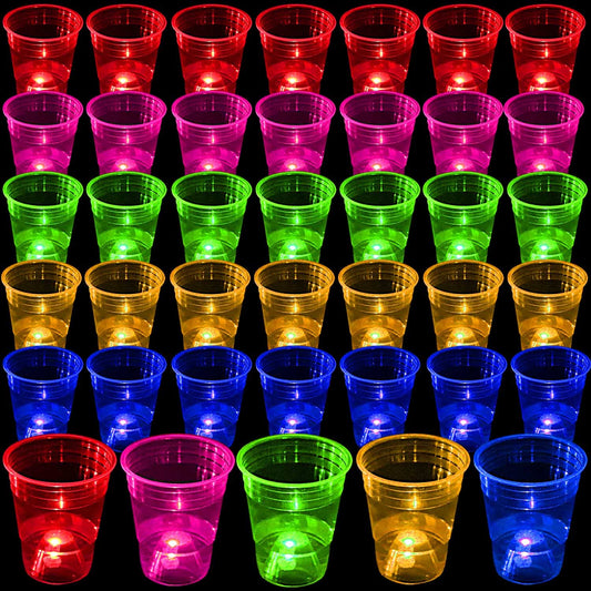 LLKMDSS glowing party cups 40-pack with bright LED lights for festive gatherings.