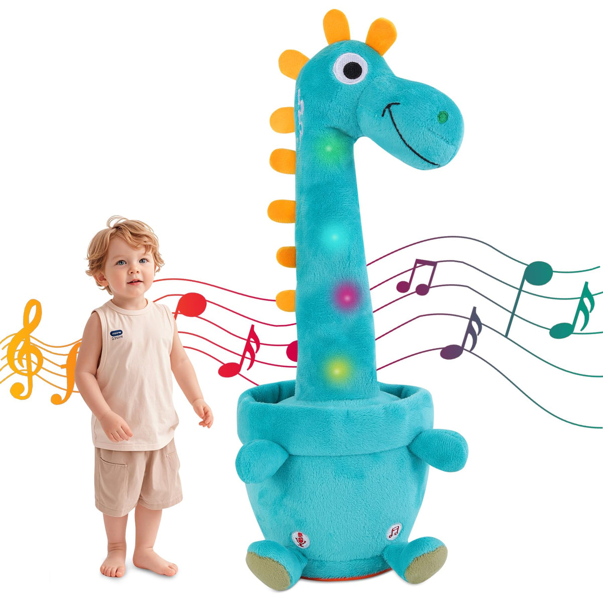 LLUKEME dancing talking giraffe toy front view for toddlers' delight and interaction.