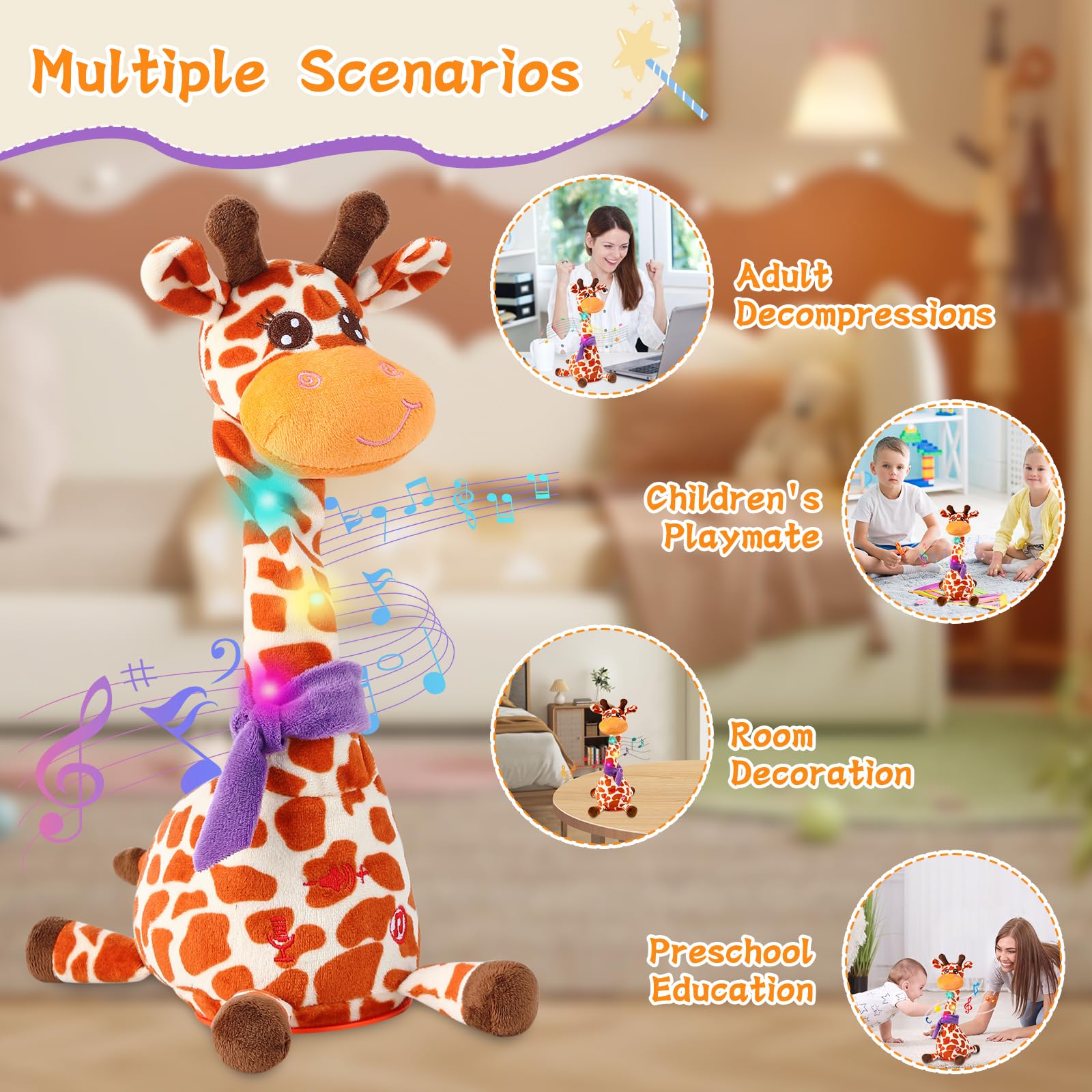 LLUKEME talking giraffe toy repeats what you say