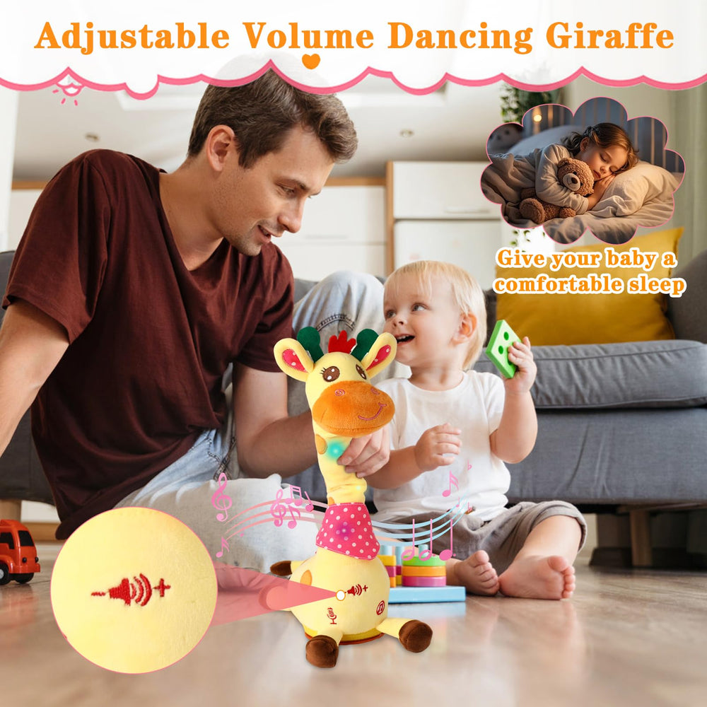 LLUKEME tummy-time plush giraffe design for added comfort