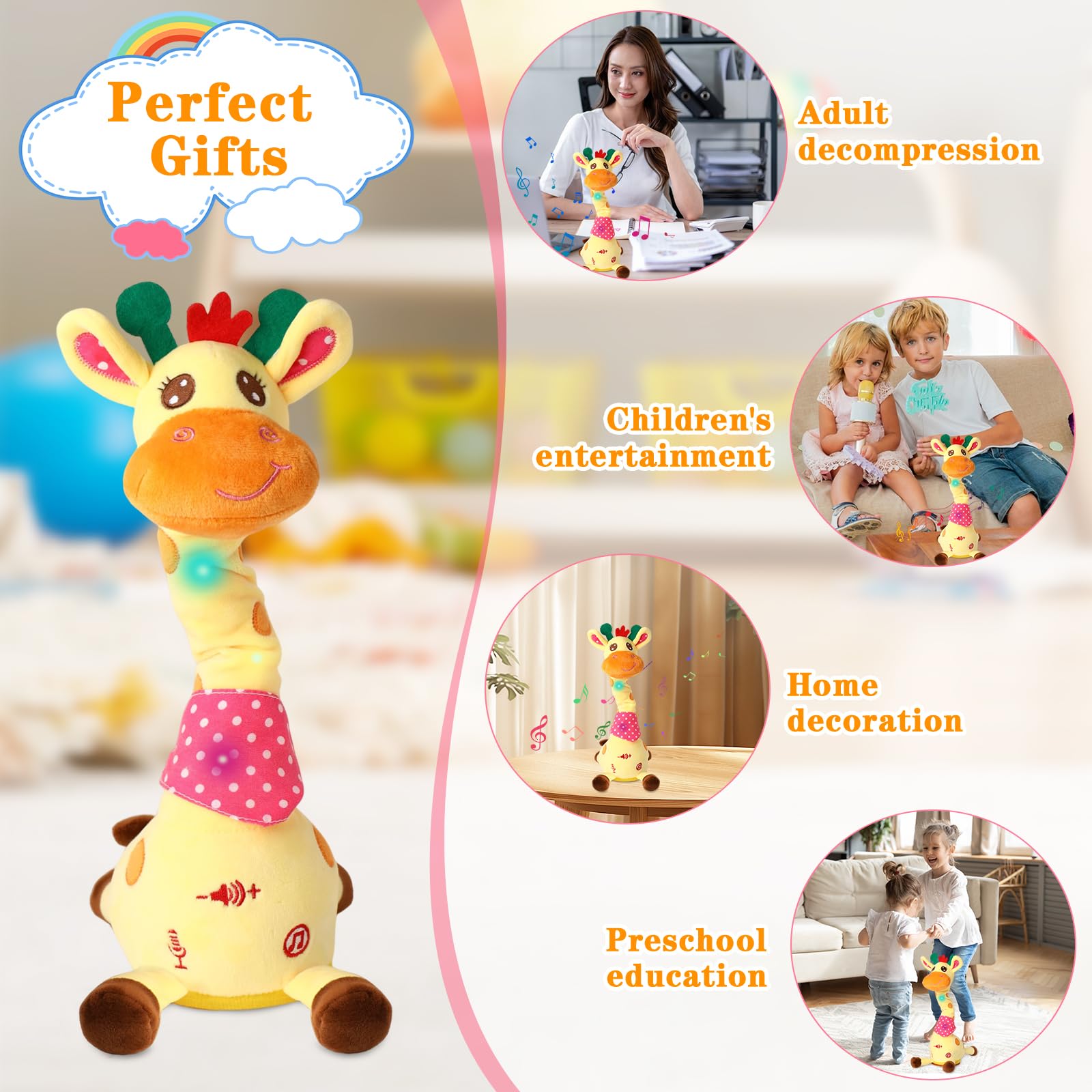 LLUKEME giraffe toy is travel-friendly for on-the-go fun
