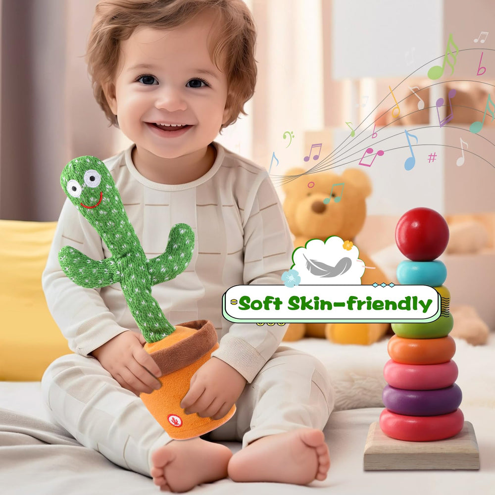 LLUKEME Plush cactus toy made with soft fabric for gentle touch.