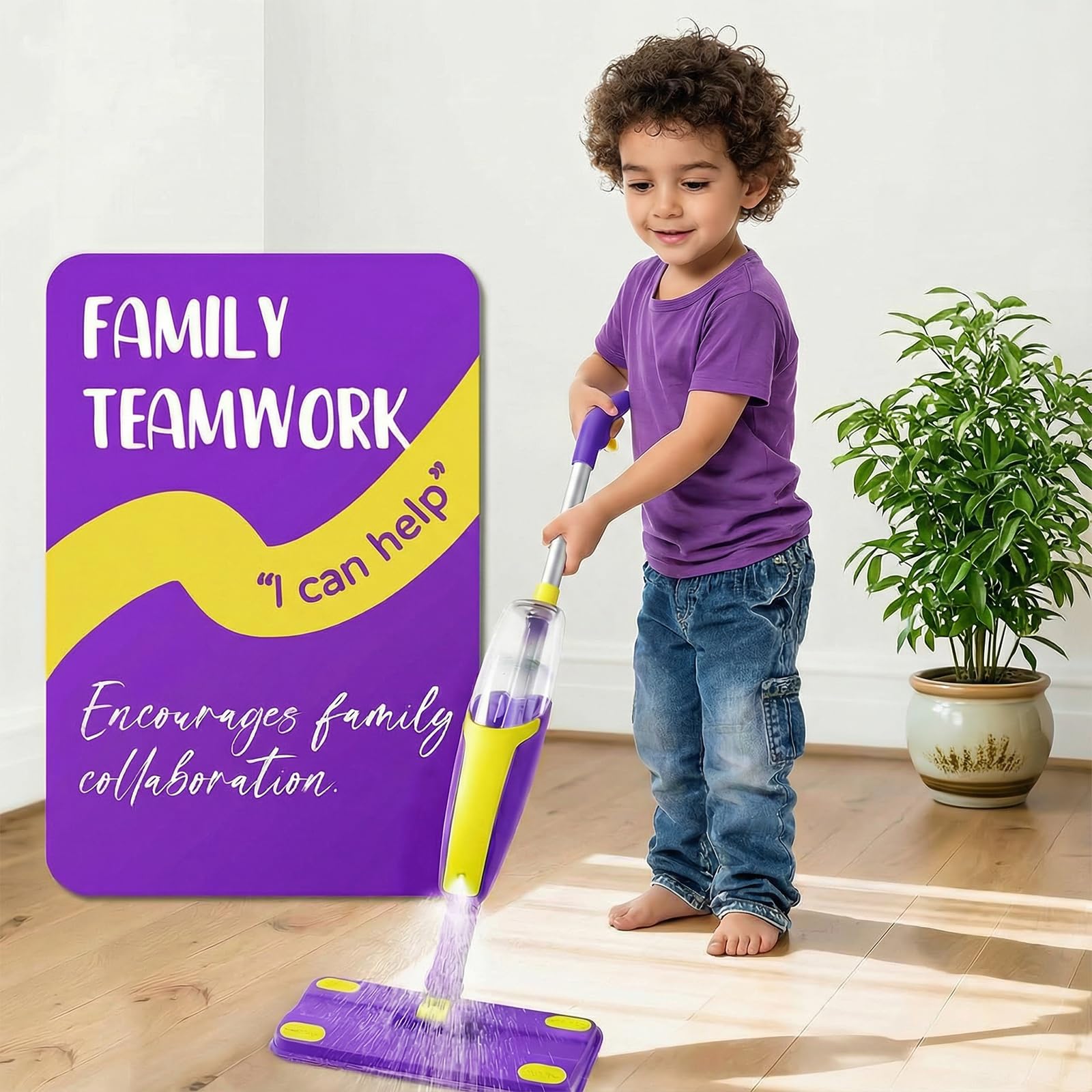 LMADFLY Kids mop pads washable for repeated, easy cleanup during play.