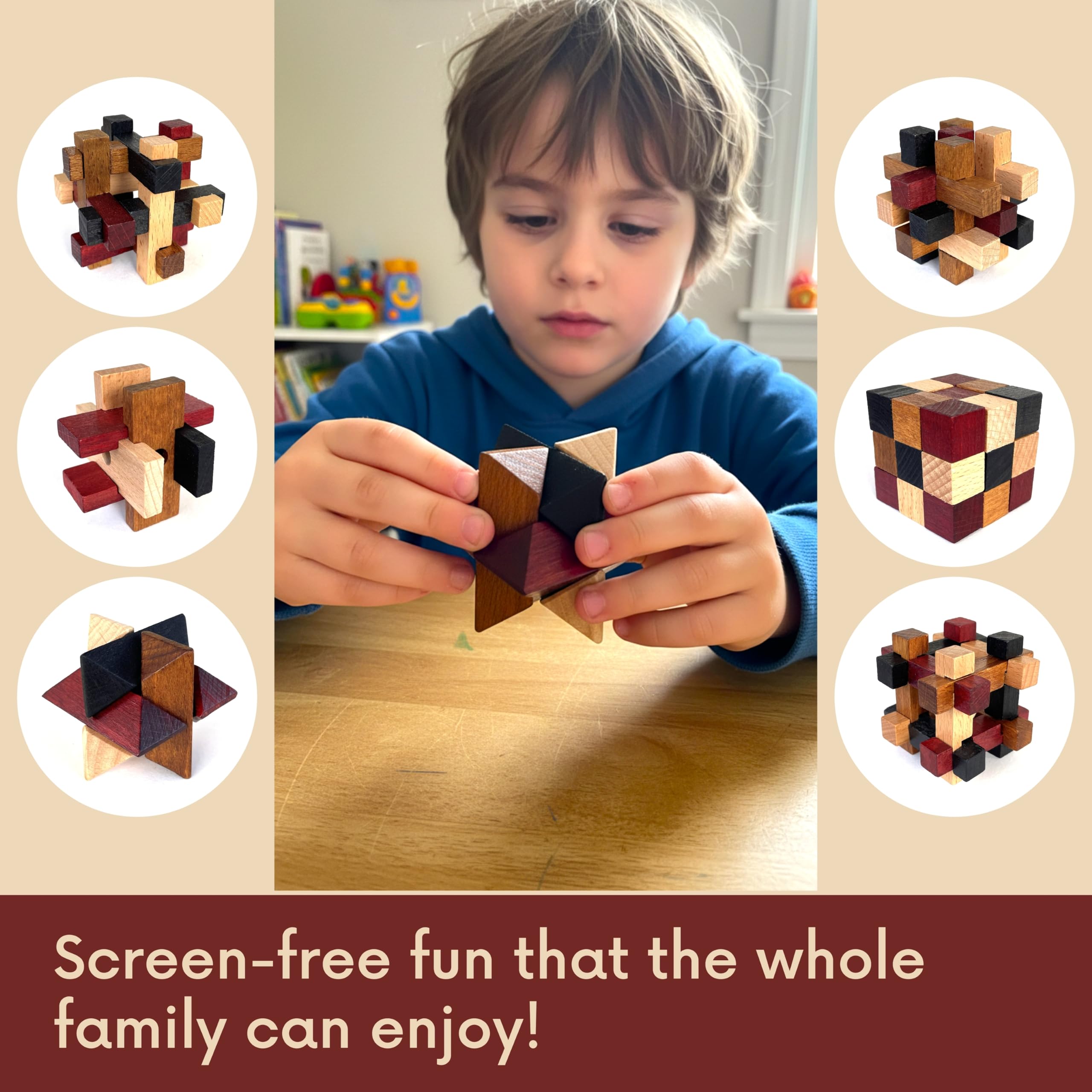 Brain teasers from LMC Products with instruction sheet and display box.