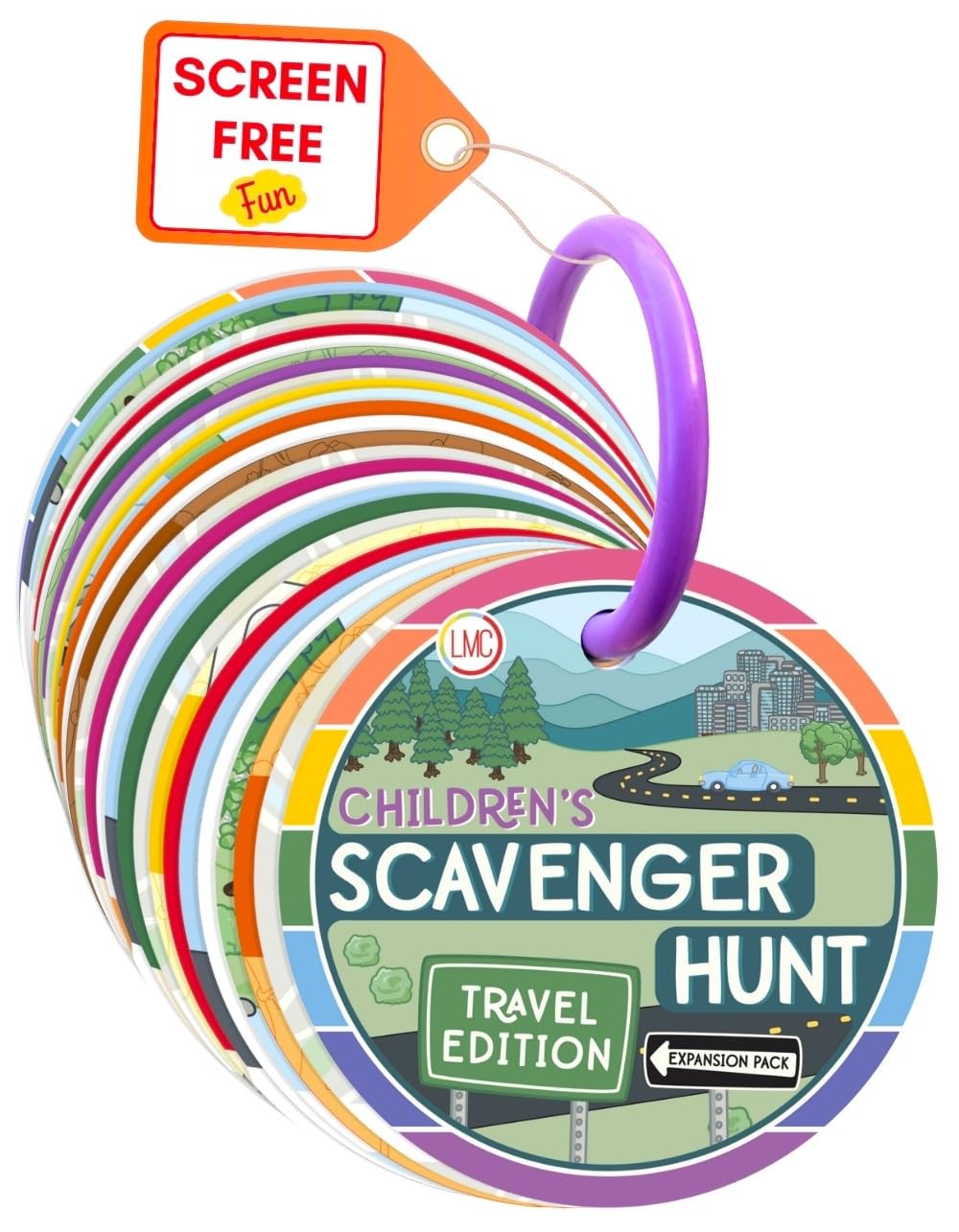 LMC Products travel edition scavenger hunt card layout for curious toddlers outdoors.