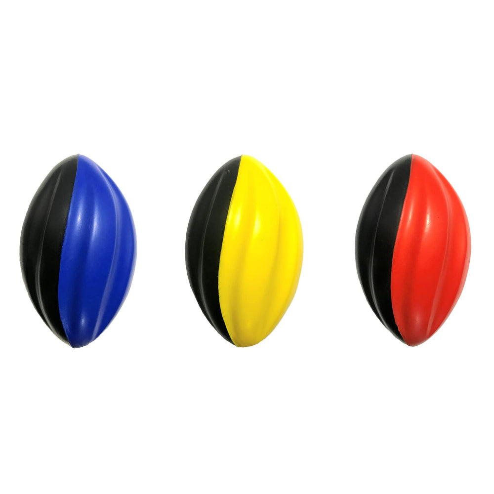 LMC Products colorful foam footballs ready for outdoor play.