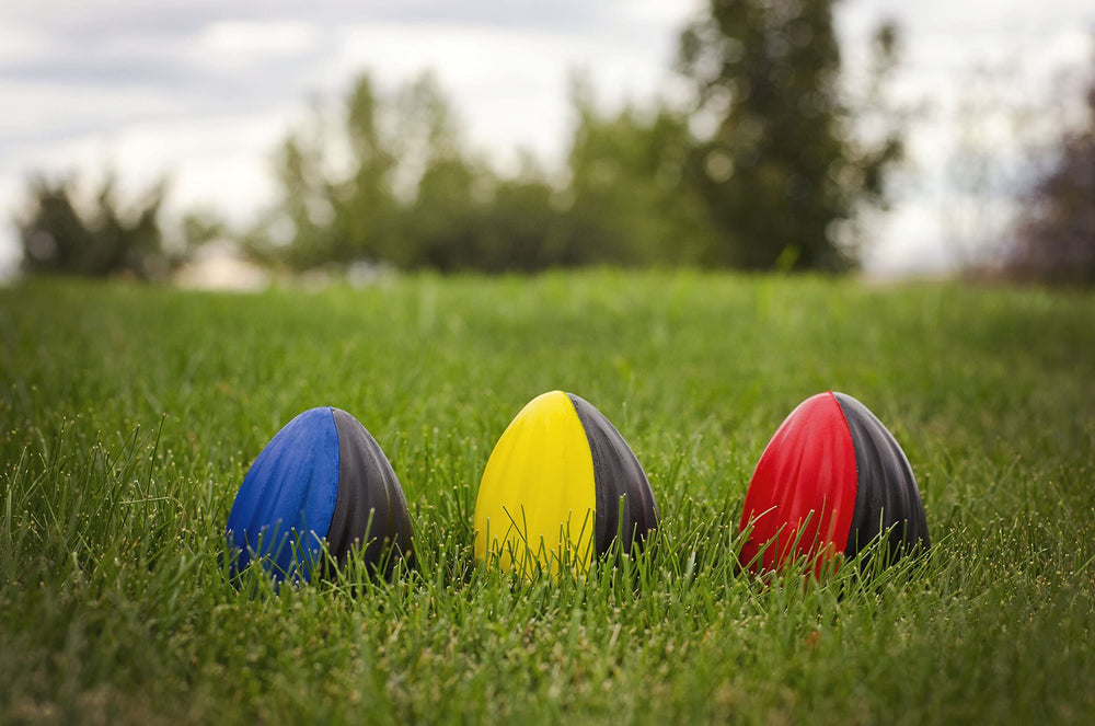 LMC Products mini football 3-pack in blue for safe, soft foam play for youngsters.