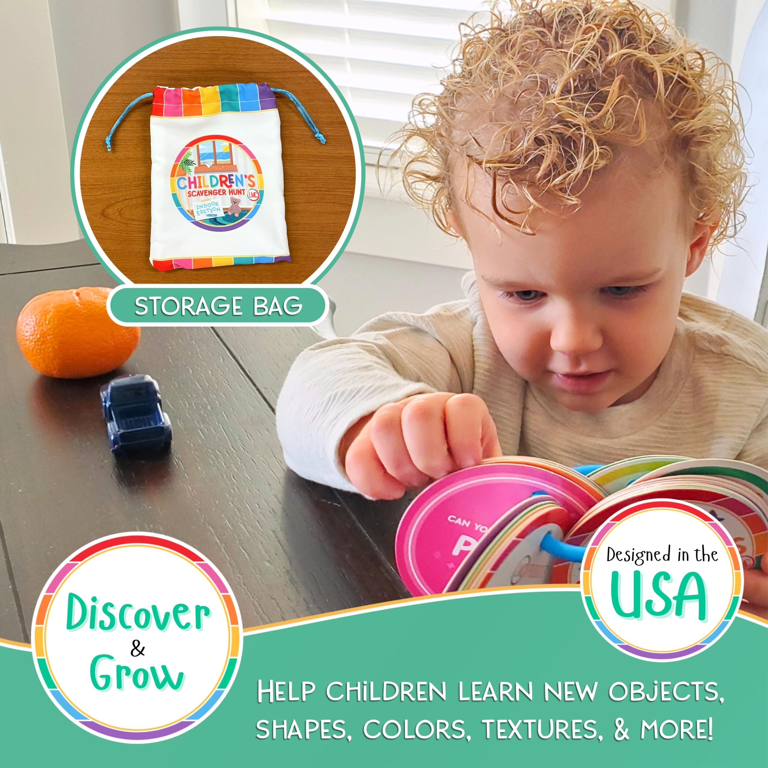 LMC Products scavenger hunt cards detachable ring enables varied order for repeated play.
