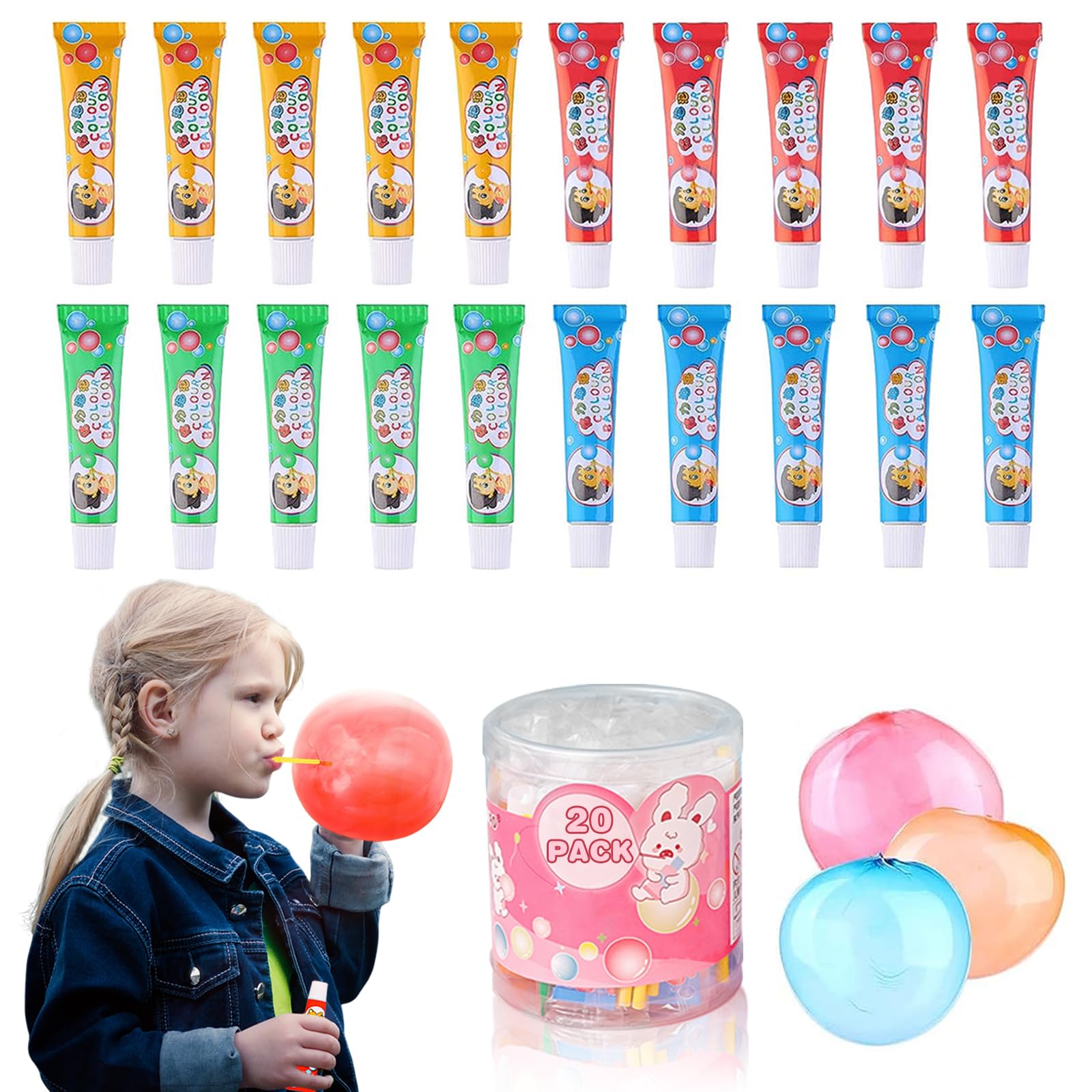 LM.XDBQ bubble tubes in a colorful bucket for easy storage and quick creative play