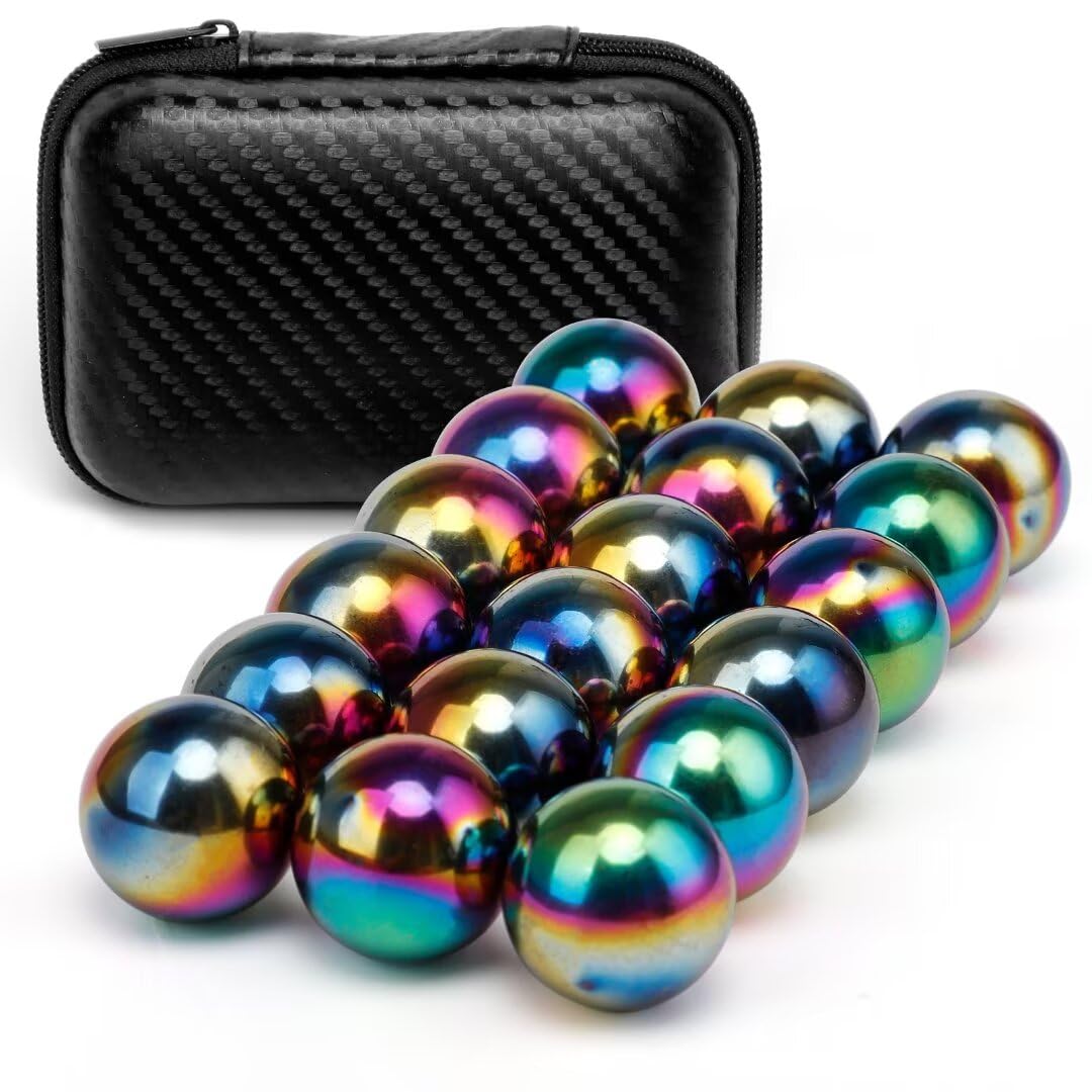 LNCOJOLM rainbow magnet stone ball close-up, colorful fidget toy for focus and stress relief at work.