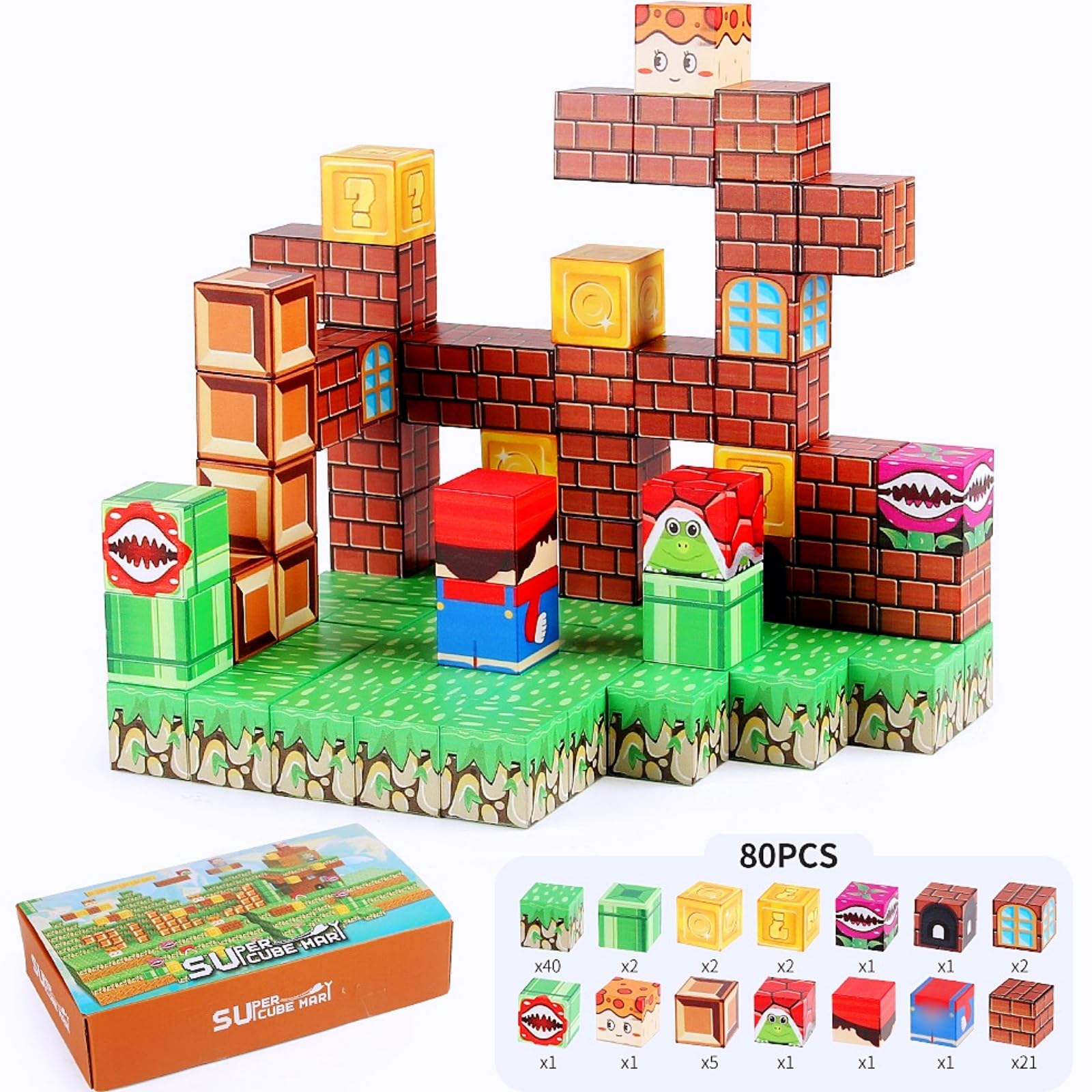 Lnyofz 80-piece set enables hands-on construction with magnetic cubes.